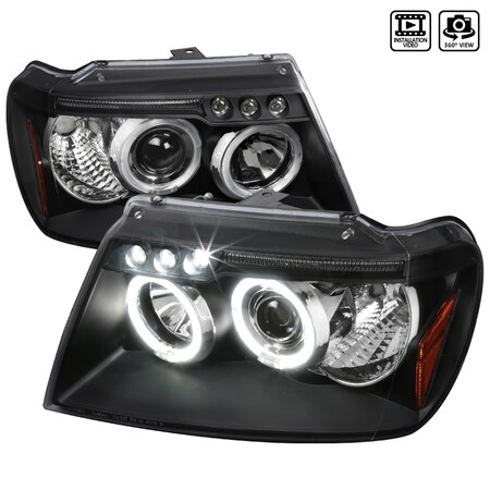 Spec-D Tuning 99-04 Jeep Grand Cherokee Halo LED Projector Black 2LHP-GKEE99JM-TM
